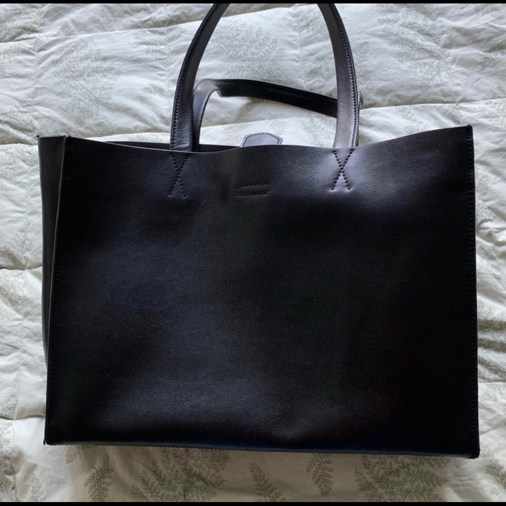 Banana Republic Black Leather Tote Bag